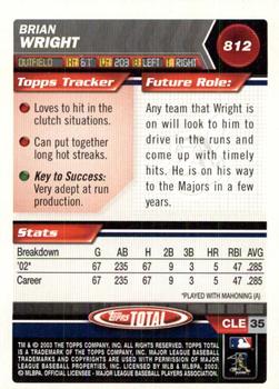 2003 Topps Total - Silver #812 Brian Wright Back