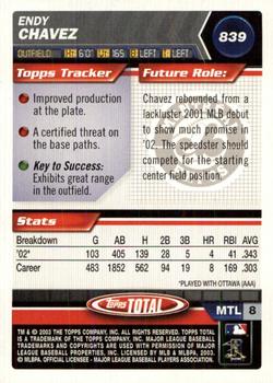 2003 Topps Total - Silver #839 Endy Chavez Back