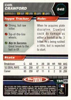 2003 Topps Total - Silver #848 Carl Crawford Back