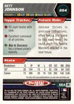 2003 Topps Total - Silver #864 Rett Johnson Back
