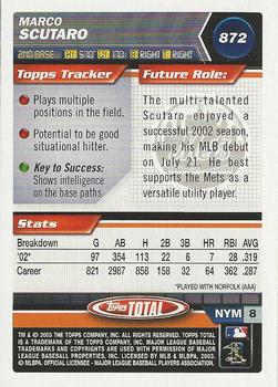 2003 Topps Total - Silver #872 Marco Scutaro Back