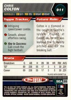 2003 Topps Total - Silver #911 Chris Colton Back