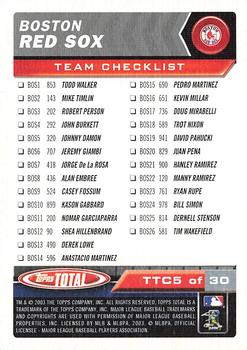 2003 Topps Total - Team Checklists #TTC5 Nomar Garciaparra Back
