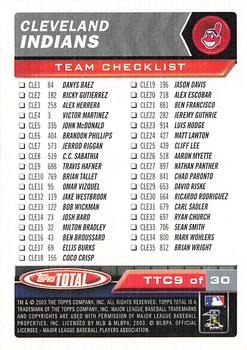 2003 Topps Total - Team Checklists #TTC9 Omar Vizquel Back