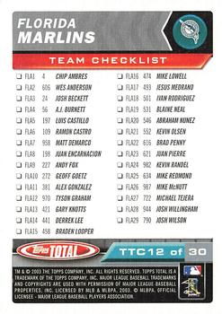 2003 Topps Total - Team Checklists #TTC12 Mike Lowell Back