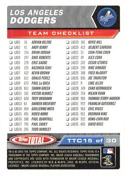 2003 Topps Total - Team Checklists #TTC15 Shawn Green Back