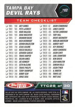 2003 Topps Total - Team Checklists #TTC28 Carl Crawford Back