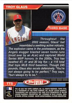 2003 Topps Total - Total Topps #TT5 Troy Glaus Back