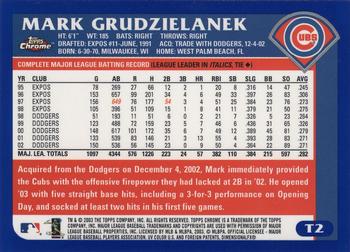 2003 Topps Traded & Rookies - Chrome #T2 Mark Grudzielanek Back