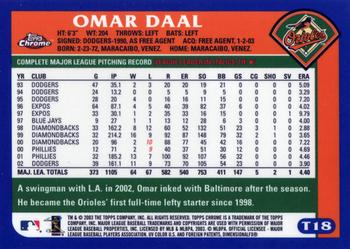 2003 Topps Traded & Rookies - Chrome #T18 Omar Daal Back