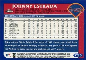 2003 Topps Traded & Rookies - Chrome #T25 Johnny Estrada Back