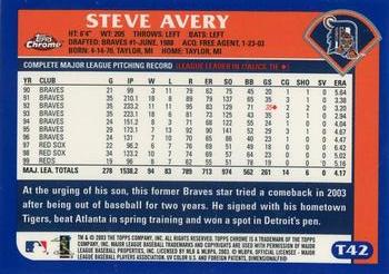 2003 Topps Traded & Rookies - Chrome #T42 Steve Avery Back
