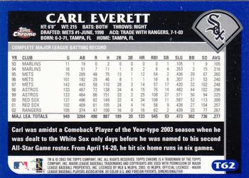 2003 Topps Traded & Rookies - Chrome #T62 Carl Everett Back