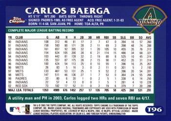 2003 Topps Traded & Rookies - Chrome #T96 Carlos Baerga Back