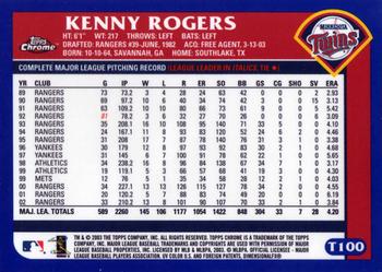 2003 Topps Traded & Rookies - Chrome #T100 Kenny Rogers Back