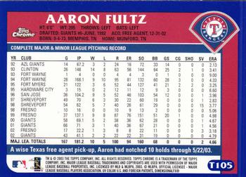 2003 Topps Traded & Rookies - Chrome #T105 Aaron Fultz Back