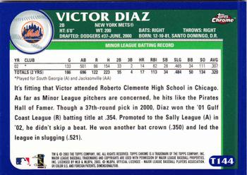 2003 Topps Traded & Rookies - Chrome #T144 Victor Diaz Back