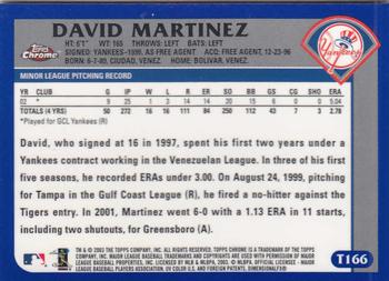 2003 Topps Traded & Rookies - Chrome #T166 David Martinez Back