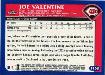 2003 Topps Traded & Rookies - Chrome #T168 Joe Valentine Back