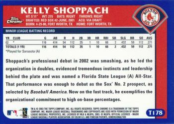 2003 Topps Traded & Rookies - Chrome #T178 Kelly Shoppach Back