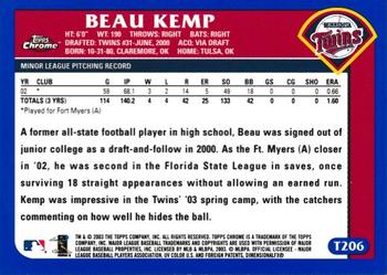2003 Topps Traded & Rookies - Chrome #T206 Beau Kemp Back