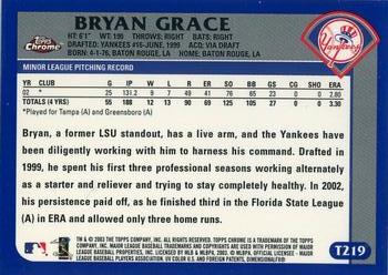 2003 Topps Traded & Rookies - Chrome #T219 Bryan Grace Back