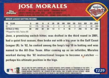 2003 Topps Traded & Rookies - Chrome #T229 Jose Morales Back
