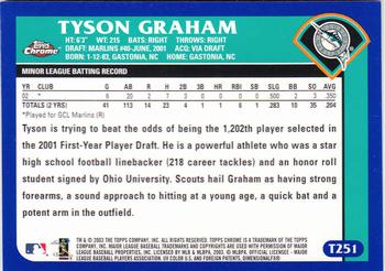 2003 Topps Traded & Rookies - Chrome #T251 Tyson Graham Back