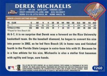 2003 Topps Traded & Rookies - Chrome #T260 Derek Michaelis Back