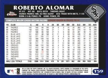2003 Topps Traded & Rookies - Chrome Refractors #T59 Roberto Alomar Back