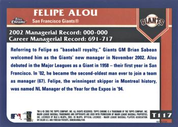 2003 Topps Traded & Rookies - Chrome Refractors #T117 Felipe Alou Back