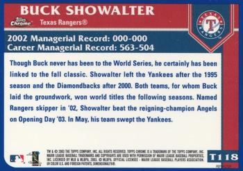 2003 Topps Traded & Rookies - Chrome Refractors #T118 Buck Showalter Back