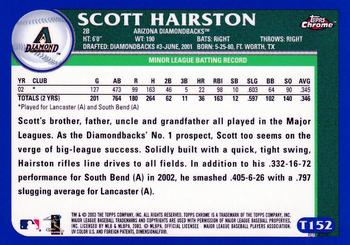2003 Topps Traded & Rookies - Chrome Refractors #T152 Scott Hairston Back