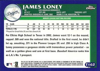 2003 Topps Traded & Rookies - Chrome Refractors #T162 James Loney Back