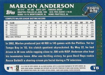 2003 Topps Traded & Rookies - Gold #T8 Marlon Anderson Back
