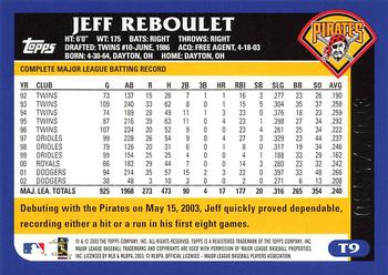 2003 Topps Traded & Rookies - Gold #T9 Jeff Reboulet Back