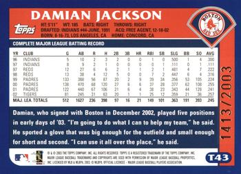 2003 Topps Traded & Rookies - Gold #T43 Damian Jackson Back
