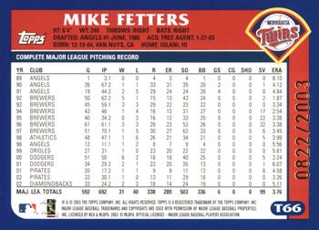 2003 Topps Traded & Rookies - Gold #T66 Mike Fetters Back