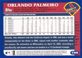 2003 Topps Traded & Rookies - Gold #T88 Orlando Palmeiro Back