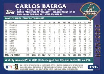 2003 Topps Traded & Rookies - Gold #T96 Carlos Baerga Back