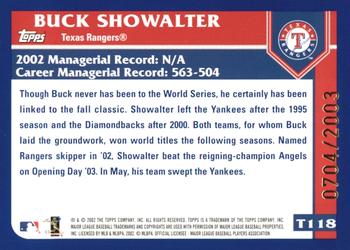 2003 Topps Traded & Rookies - Gold #T118 Buck Showalter Back