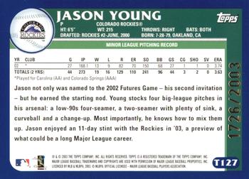 2003 Topps Traded & Rookies - Gold #T127 Jason Young Back