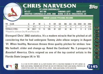 2003 Topps Traded & Rookies - Gold #T145 Chris Narveson Back