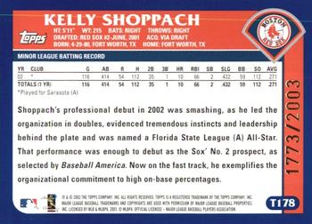 2003 Topps Traded & Rookies - Gold #T178 Kelly Shoppach Back