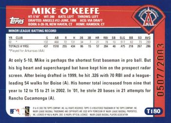 2003 Topps Traded & Rookies - Gold #T180 Mike O'Keefe Back
