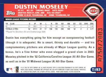 2003 Topps Traded & Rookies - Gold #T183 Dustin Moseley Back