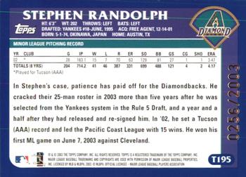 2003 Topps Traded & Rookies - Gold #T195 Stephen Randolph Back