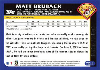 2003 Topps Traded & Rookies - Gold #T211 Matt Bruback Back