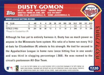 2003 Topps Traded & Rookies - Gold #T220 Dusty Gomon Back