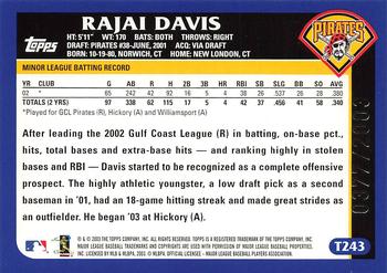 2003 Topps Traded & Rookies - Gold #T243 Rajai Davis Back